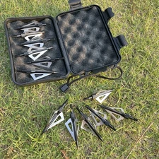 12PCS Archery 100 Grain Hunting Broadheads Stainless Steel Arrowheads with Case