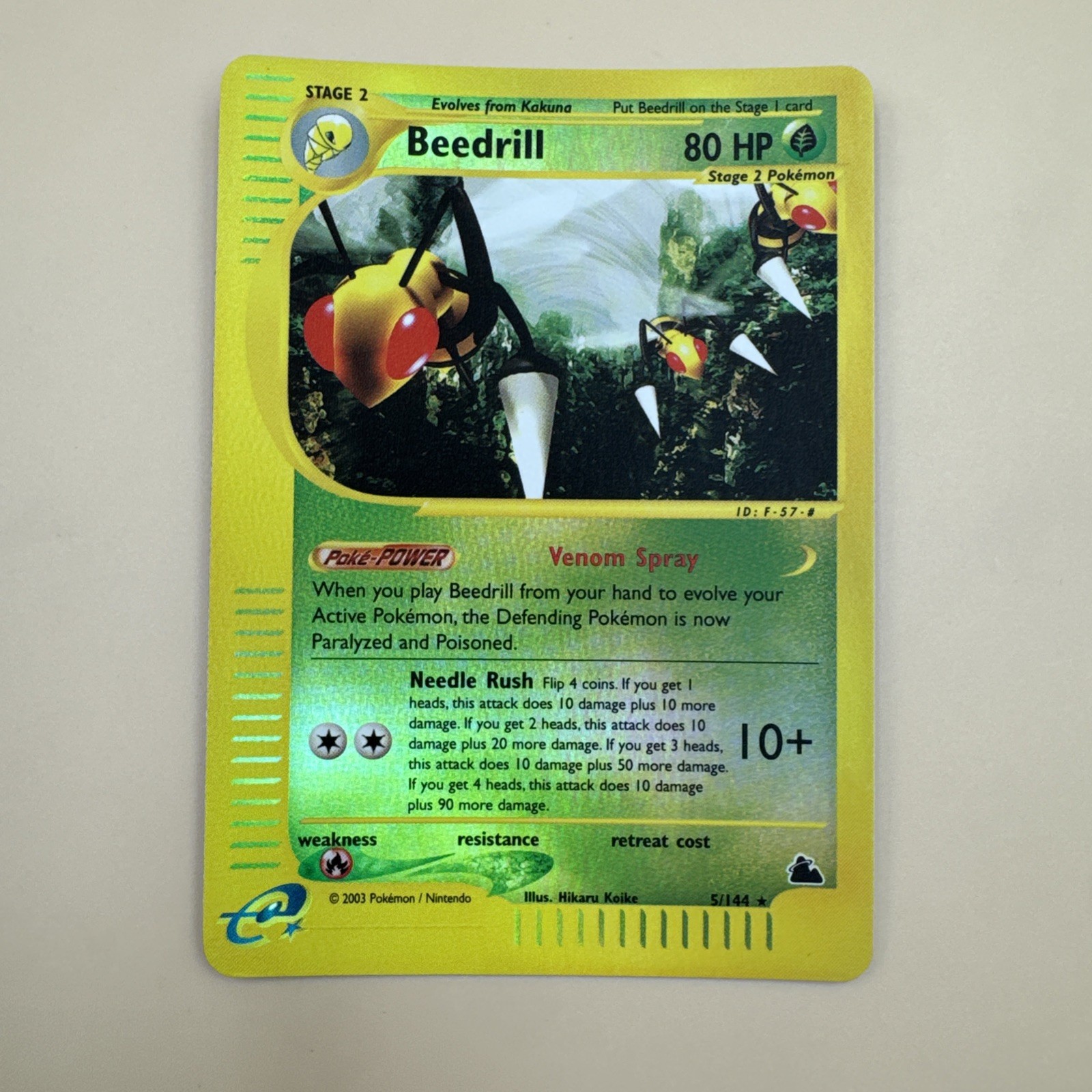 Pokémon Skyridge: Beedrill 5/144 Reverse Holo Rare 2003