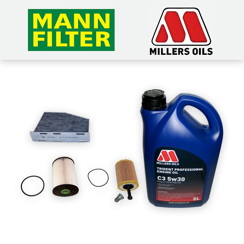 Audi A3 8P 2.0 TDI 2003-2006 Service Kit - Oil Fuel Cabin Filters 116mm + C3 Oil