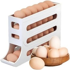 Rolling Egg Storage Rack Holds 28 Eggs Refrigerator Kitchen Organizer
