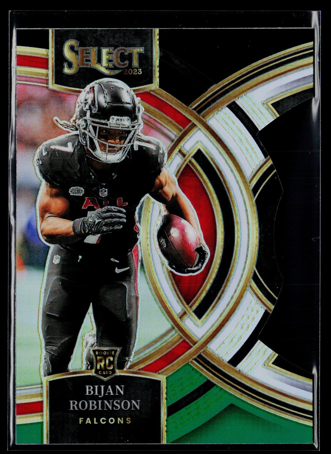 2023 Panini Select #180 Bijan Robinson Black and Green Prizms Die Cuts