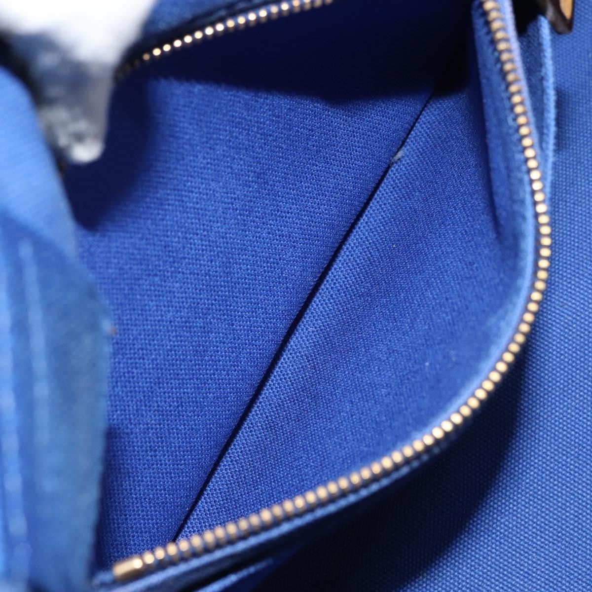 PRADA Canapa MM Hand Bag Canvas Blue Gold Auth 158821 thumbnail 23