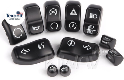 #ad Black Switch Caps 11Pcs Compatible for Harley 14 17 FLHTCUTG14 18 FLHTCUI15 16 $61.74