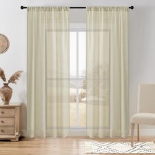 Best DWCN Natural Linen Sheer Curtains Textured Weave Semi for Living Room Rod