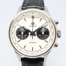 Aramar Panda Skeleton Back Manual Winding Chronograph Watch Used Japan