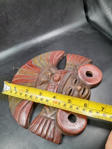 Máscara de guerrero águila azteca de cerámica arte de pared cara arcilla terracota tribal decorativa - Imagen 11 de 13
