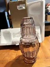 New In Box Elle Décor Bedside Water Carafe Tumble-up  Pink Heavy Guest Room