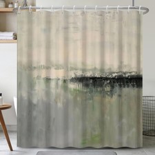 Abstract Watercolor Art Shower Curtain 71x74 Inch Waterproof Fabric Landscape