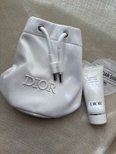 Dior White Twill Drawstring Pouch Makeup Bucket Bag Logo Plus Skin Care