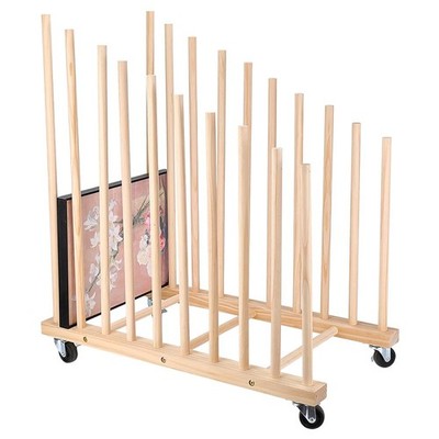 Art Storage Rack with Wheels 9 Section Wooden Artwork Storage Organizer Arts ...