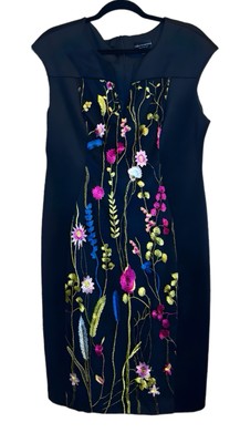Women s Connected Apparel Embroidered Black Dress. Sz 12. 