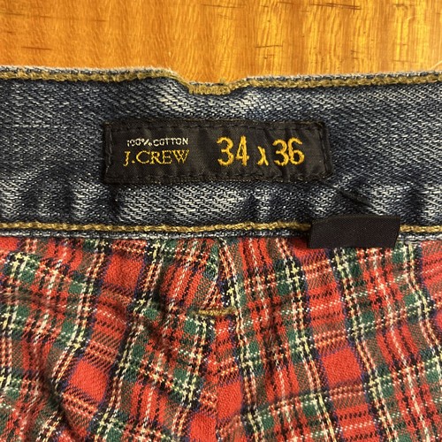 J Crew Men’s Denim Blue Jeans 34X36 Cotton Flannel Lined 5 Pocket Made in USA - Picture 3 of 10