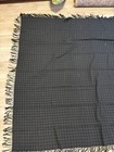 Antique Victorian Fine Wool Black Shawl Windowpane B&W 65” X 60 — photo 4