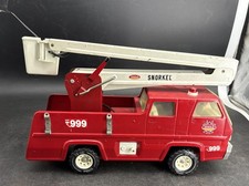 Vintage Tonka Snorkel Fire Truck, 1970s, Pressed Steel, 17 In Missing Hose Spout