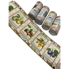 NOS Vintage Wallpaper Border FRUITS Fruit Cherry Peach Plum Pear 4 yard  x 3.75"