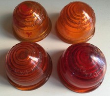 Vintage Lucas L954 Indicator Amber/Red Glass Lens For Mini & Land Rover x4