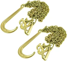 Grade 70 5/16 Inch x 10 Feets Transport Tow Chain J Hook Long Shank w/R T J G...