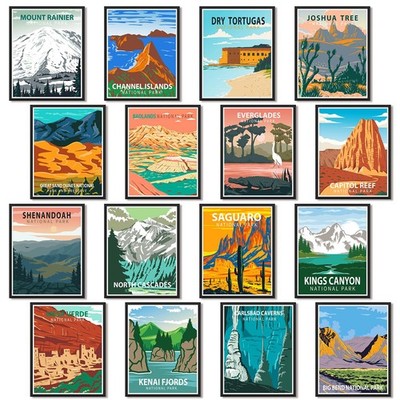 Gersoniel 16 Pieces National Park Posters 7.8 x 9.8 inches, Classic Style 