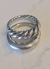 David Yurman Pure Form Set of 2 Stack Rings SS Sz 6
