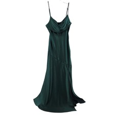 SAINTS + SECRETS Maxi Slip Dress Medium Dark Green Satin Formal Party Evening