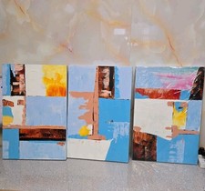 Abstract Art Painting Set of 3 Canvases 