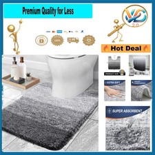Luxury Microfiber U-Shape Bathroom Rug 24x20 Non-Slip Absorbent Grey