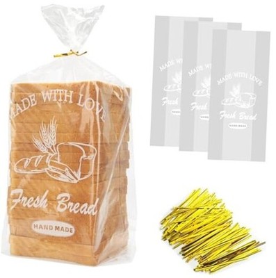 Bread Loaf Packing Bags with Ties, Large Bakery Bread Plastic Bags, 8' 100 Pack