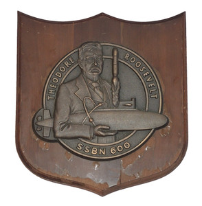 VINTAGE US NAVY THEODORE ROOSEVELT SSBN 600 BRONZE SUBMARINE WALL PLAQUE SIGN