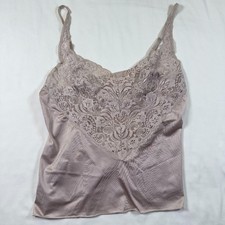 Vanity Fair Satin Lace Camisole 36 Large Champagne Beige Vintage 90s Y2K USA