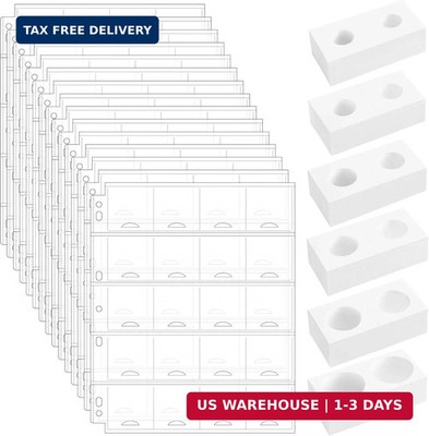 15 Sheets Uncle Paul Coin Binder Sheets with 300 Pcs 2'' x 2'' Coin Flips - 300 Po