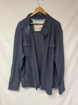 Tommy Bahama Montserrat CPO Shirt Jacket Mens XXL Heather Blue Buttoned Sweater