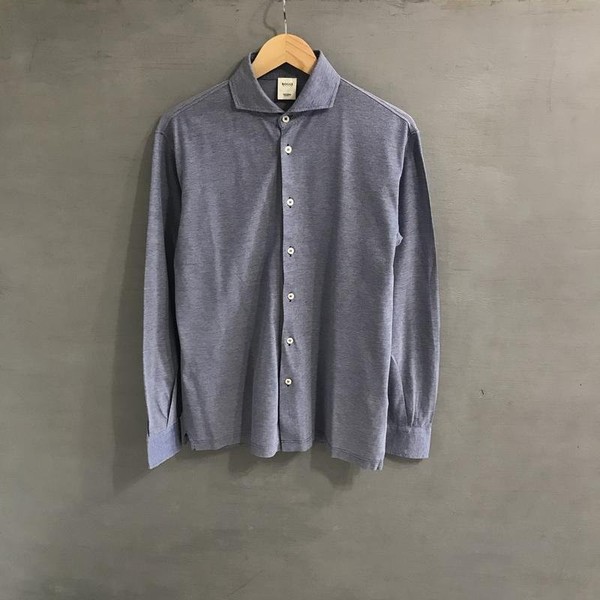 Men Boggi Milano Shirt Navy Cotton 38 / M / 46 #1VYA