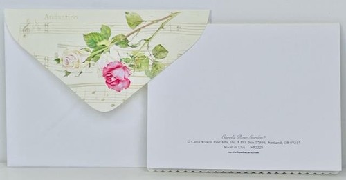 CAROL'S ROSE GARDEN Roses & Sheet Music Note Card CAROL WILSON FINE ARTS - Picture 2 of 2
