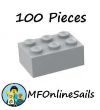 100x Genuine LEGO 2x3 Light Bluish Gray Bricks Piece # 3002 - BULK large bricks