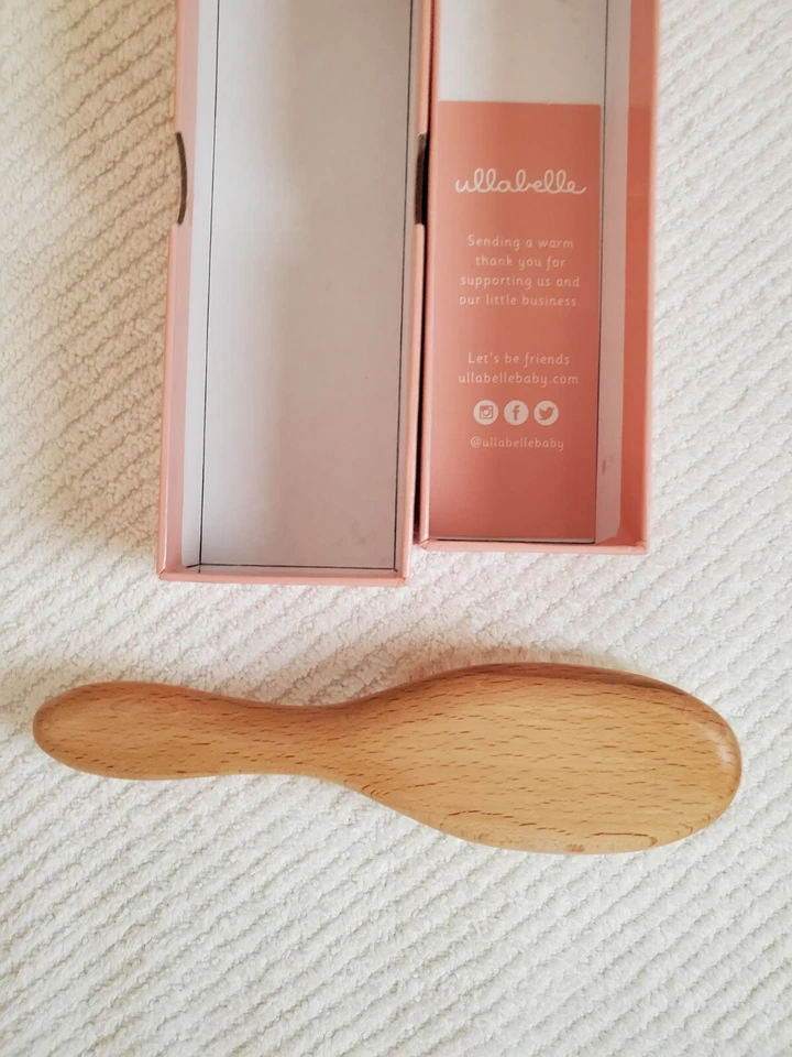 Ullabelle Wooden Baby Hairbrush Natural with Ultra Soft Goat Hair Bristles - Image 2 of 3