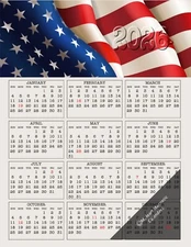 2026 - 12 Month MiHeart Magnetic Calendar 8.5"x11" American Flag