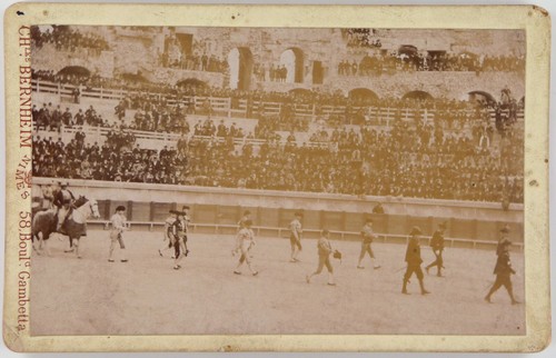 Photo Citrate Ancienne – Course De Taureaux, Nîmes, Ch. Bernheim, 1890, Tirage Original