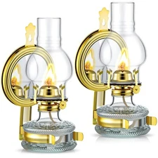 2 Pcs Large Kerosene Lamp Lantern Large Chamber Oil Lamp Wall Mounted Kerosene