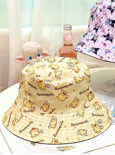 Pom Pom Purin 2faces canvas sun hat 