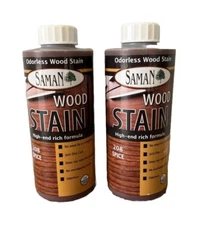 SAMAN Odorless Wood Stain 208 Spice 12 Oz Each (2 PACK)