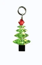 Christmas tree Pendant made with Swarovski Crystal elements Lt. Green. S. Silver