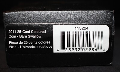 2011 CANADA 25 CENTS BARN SWALLOW COLOURED COIN - RCM w/Box COA