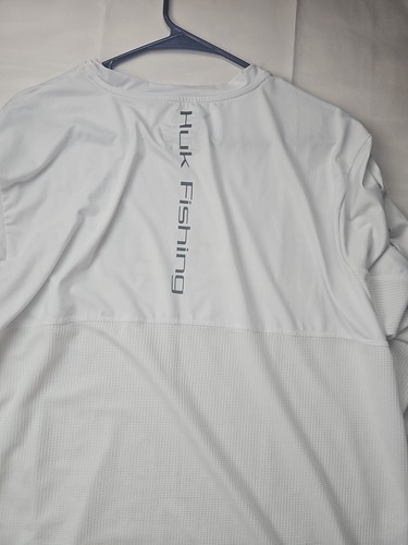 T-shirt Huk bianca manica lunga performance pesca outdoor uomo taglia XL - Foto 6 di 9