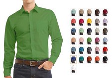 Men's Dress Shirt Long Sleeve Regular Fit Button Up Pocket Solid Standard Cuff