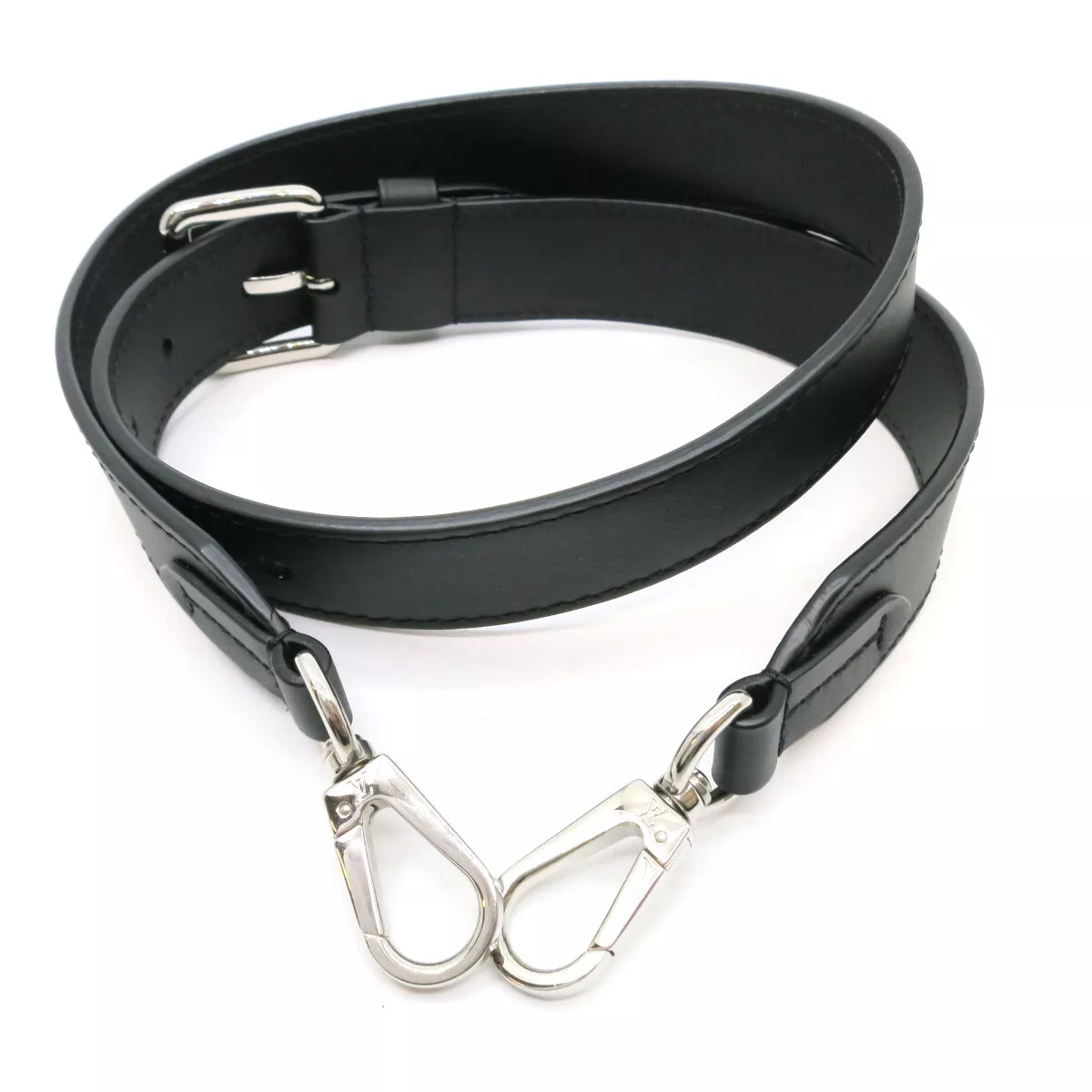 Authentic LOUIS VUITTON Smooth Shoulder Strap Black Leather 