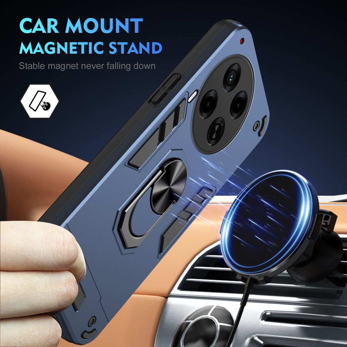 Hybrid Lens protection Ring stand Armor Back case For Tecno
