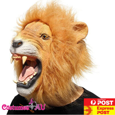 Adult Lion King Head Mask Latex Animal Zoo Party Halloween Gangnam Style Costume