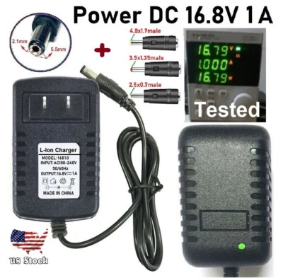 Tester 16.8V 1A Power Supply Adapter Replacement Charger For Lithium-ion+3 Plug