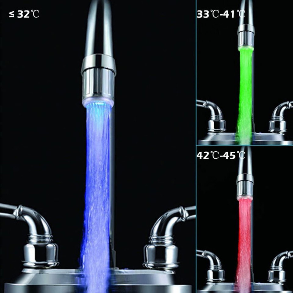 LED Water Faucet Colour Changing Kitchen Taps Luminous Aerator eBay