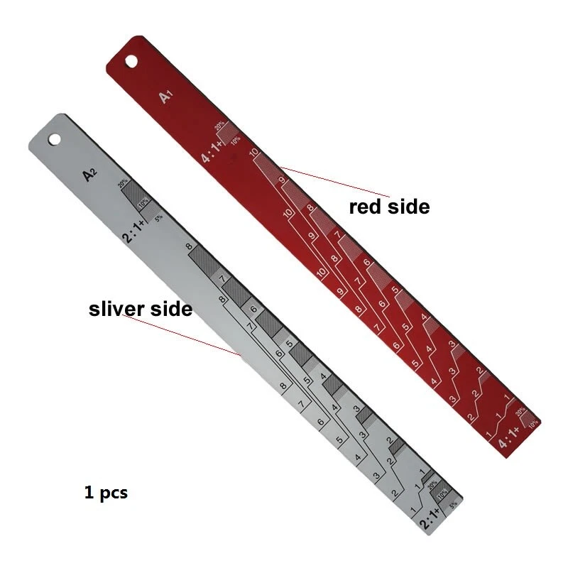 Aluminum Auto Paint Mixing Scale Measuring Stirring Stick Paint Ruler 2:1  4:1